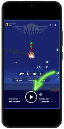 Aviamasters round in progress with plane airborne and path multipliers visible